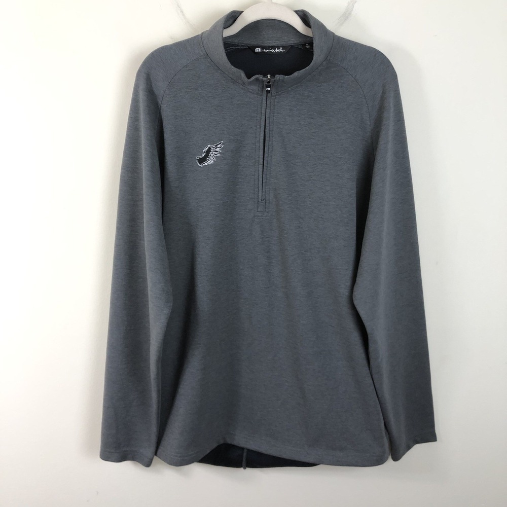 Travis Mathew 1/4 Zip Wing Logo Golf Performance Pullover Men's XL Gray Pockets